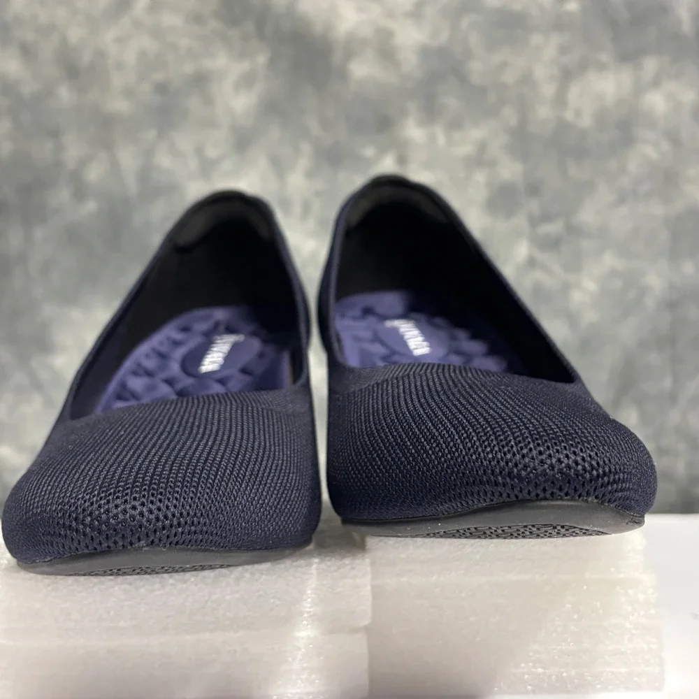 VIVAIA Pointed-Toe Wedge Pumps Women 9 Navy Blue Knit Comfort Sustainable NWOB